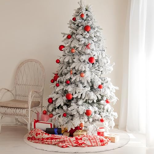 72 Inch White Faux Fur Christmas Tree Skirt - Large Holiday Holiday Decor