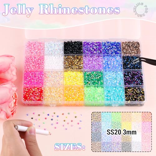 Jelly Bedazzler Kit with Rhinestones, 35000pcs 3mm Flatback Gems for DIY Crafts & Nail Art