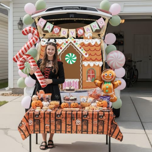Candy Trunk or Treat Car SUV Decorations Kit with String Lights & Banner - Pink & Green