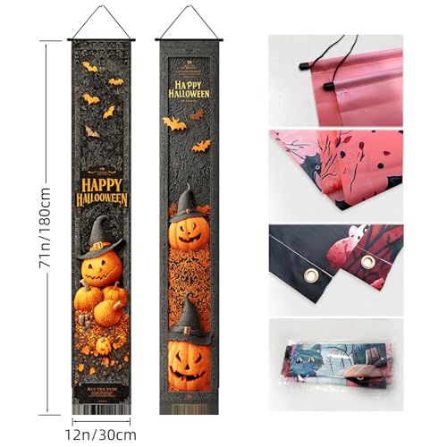Halloween Decor Banner - Happy Halloween Porch Signs for Indoor & Outdoor Use - 5 Variations