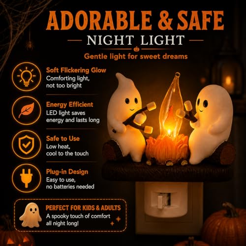 Halloween Ghost Night Light - Flickering Flame Plug-in Decor - Yellow 2