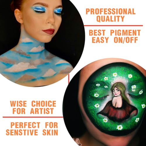 Face Paint Neon White - Water-Based Body & Face Makeup for Kids & Adults, 30g Split Cake