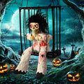 Animated Halloween Skeleton Ghost Hanging Prop with Motion Sensor and Sound - Lights Up Eyes for Indoor Outdoor Decor