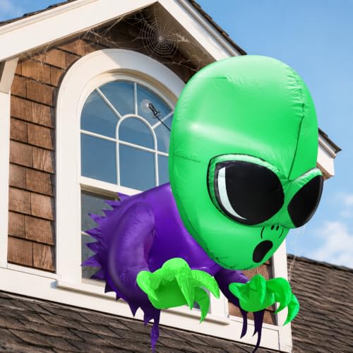 Halloween Alien Inflatable Outdoor Decoration - 3.5ft Window Breakout Scene