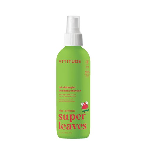 ATTITUDE Rinse-Free Hair Detangler Spray for Kids - EWG Verified, Vegan, Watermelon & Coco, 8 Fl Oz