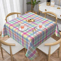 Easter Checkered Tablecloth 60x60 Inch Colorful Buffalo Plaid Square Table Cover