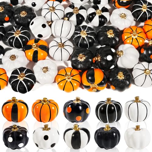 Halloween Mini Pumpkin Figurines Set - 20 Resin Miniatures for Decor & Cake Toppers