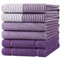 Purple Cotton Terry Kitchen Towels Set - 6 Pack, 18x28 Inches