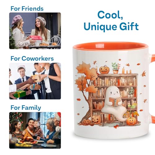 Halloween & Books Fall Ghost Reading Mug with Spoon - Book Lovers Gift