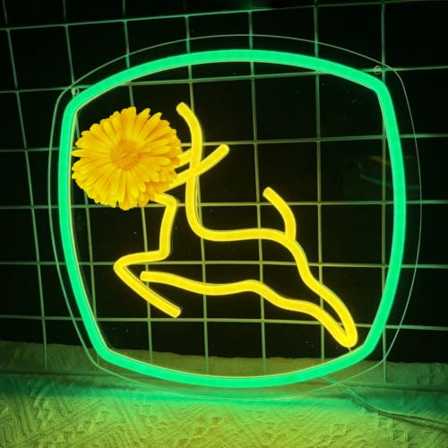 Dimmable Farm Neon Sign with Deer Variation - LED Wall Light for Man Cave Garage & Farmhouse Decor