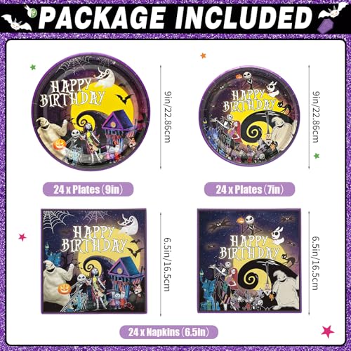 Night Before Christmas Birthday Party Supplies Set - Skeleton Decorations, Banner, Plates, Napkins, Cups & Utensils