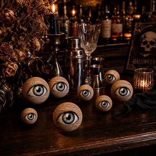 Halloween Eyeballs Orbs Set - 8 Realistic Scary Decorative Balls in 3 Sizes