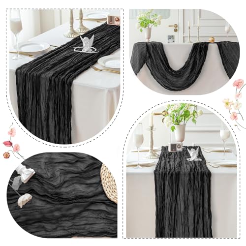Black Cheesecloth Table Runner 10ft Fall Autumn Decor for Weddings & Parties - 1pc