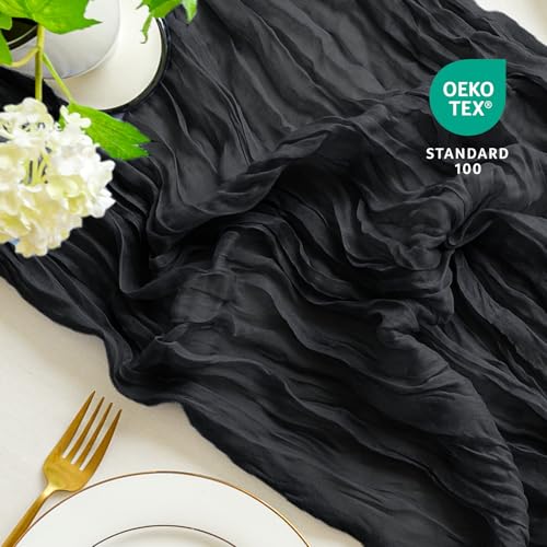 Black Cheesecloth Table Runner 10ft Set of 5 for Fall Wedding Halloween Thanksgiving