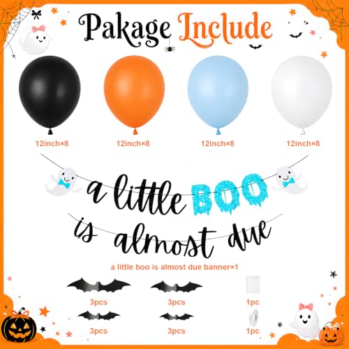 Blue Boo Baby Shower Decorations Kit - Halloween Pastel Blue & Spooky Theme