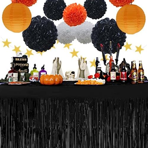 Black Metallic Foil Fringe Table Skirts - 6 Pack, 9 Feet x 29.5 Inches, Party Decor Variation of THIS listing