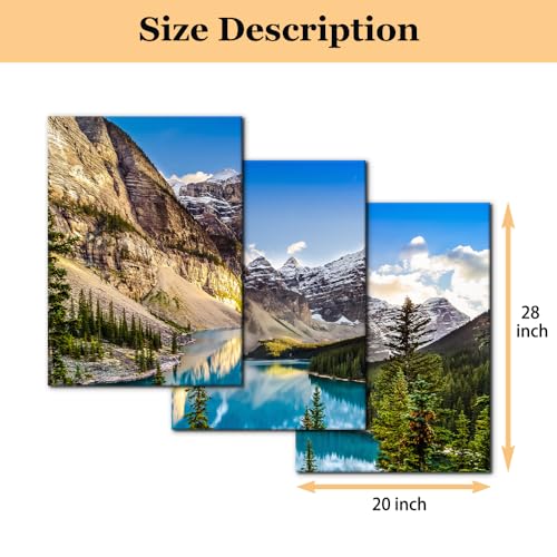 Colorado Mountain Lake Wall Art Set - 20x28 Inches, 3 Panels, Modern Canvas Prints - Variation Wallart-14