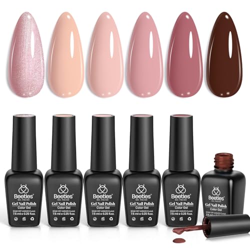 Nude Gel Nail Polish Set - Mixed Finishes | Pink & Neutral Shades, 6 Colors