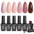 Nude Gel Nail Polish Set - Mixed Finishes | Pink & Neutral Shades, 6 Colors