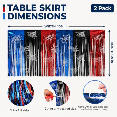 Spider Web Foil Fringe Table Skirt 2 Pack Halloween Party Decor