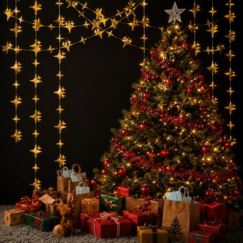 40ft Gold Star Bunting Banner - Pre-String Star Hanging Decoration