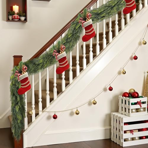 2-Pack 6FT Christmas Cedar Garland - Realistic Artificial Greenery for Mantle & Holiday Decor