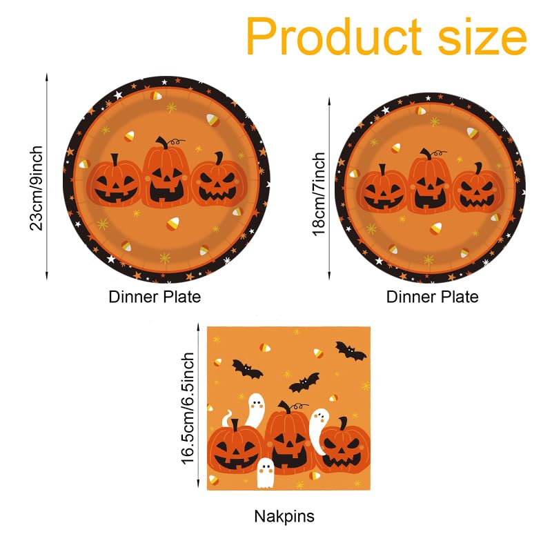 Halloween Party Plates Tableware Set Spooky Disposable Dinnerware - Halloween004