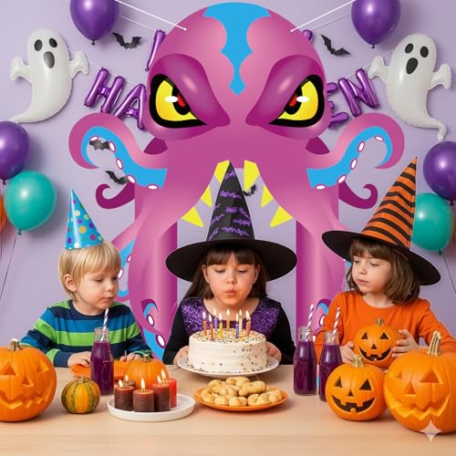 Large Christmas Octopus Door Banner for Kids Party Decorations, Indoor & Outdoor