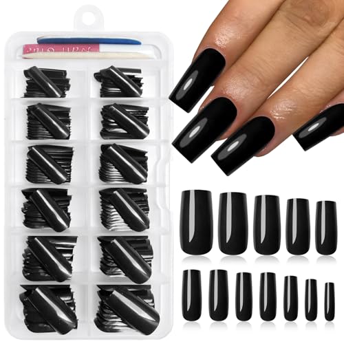 Black Square Press On Nails Medium Length 120Pcs with Glue & Tools - Variation of THIS listing