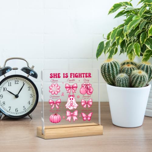 She Is Fighter Breast Cancer Survivor Acrylic Decor Gift - Inspirational Support