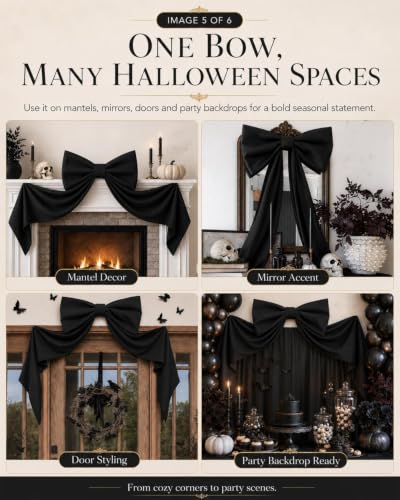 Giant Black Satin Bow Wall Decor for Halloween & Christmas Party Backdrop