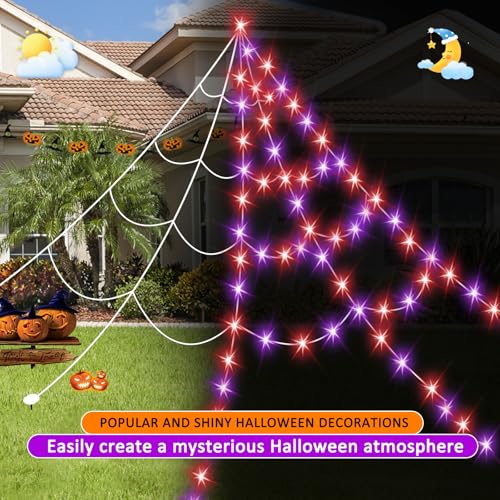 GORKAY Antique Halloween Spider Web Lights - 16.4Ft 550 LED Outdoor Indoor Decor
