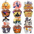Halloween Cupcake Toppers and Wrappers Set - 48 Pcs Spooky Party Decorations