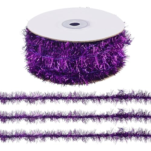 Purple Tinsel Garland for Christmas Party Decor - 32.81 ft - Variation A