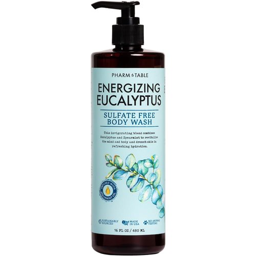 PHARM TO TABLE Eucalyptus Body Wash - Energizing & Revitalizing Formula, Sulfate-Free, 480ml