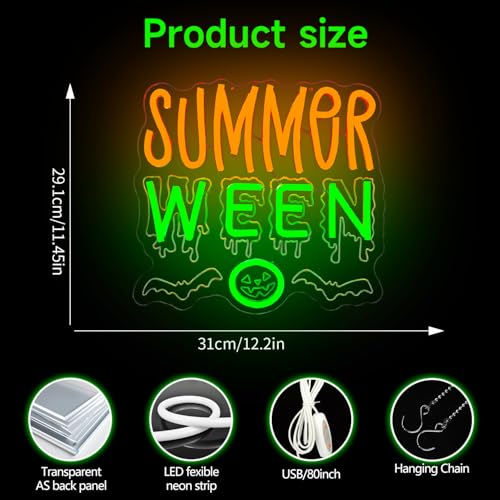 Green Summer Halloween Neon Sign - Dimmable LED Party Backdrop Decoration