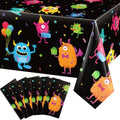 6 Pcs Monster Pattern Plastic Table Covers - 54 x 108 Inches for Kids Birthday Party - Waterproof & Disposable