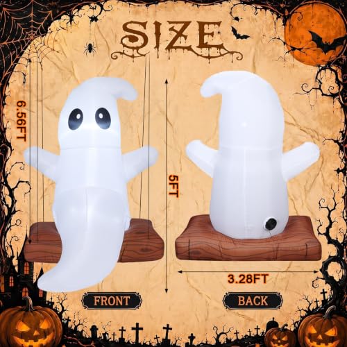 5 ft Outdoor Inflatable Halloween Swinging Ghost Decoration with LED Lights