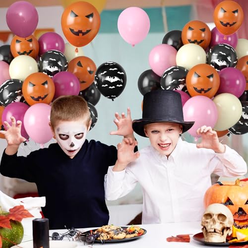 Halloween Party Balloons Set - Black, Hot Pink & Orange with Variations