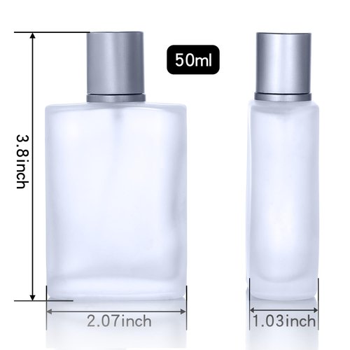 Jxcmeng 4 Pack 50ml/1.69 Oz Empty Frosted Glass Spray Bottles Perfume Atomizer, Refillable Empty Spray Perfume Bottles Fine Mist Atomizer Dispenser Container for Travel (4 Pcs 50ml Frosted Bottles)