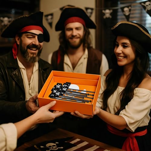 Halloween Pirate Drink Stirrer Set - Reusable 6 Inch Cocktail Flags for Parties