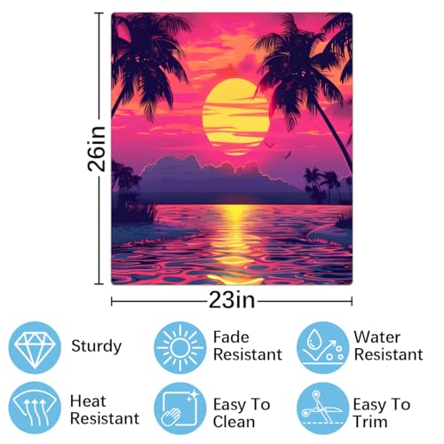 Beach Dishwasher Magnet Cover Front Dishwasher Decor Sunset Palm Tree