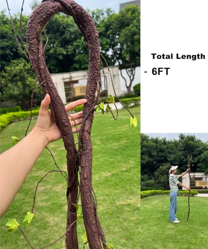 Large Bendable Artificial Tree with Thick Trunk & Moss - 6Ft Faux Vine Garland for Home & Wedding Decor - Pack of 2