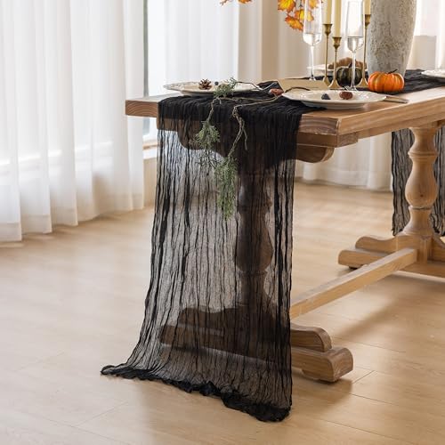 Black Halloween Cheesecloth Table Runner 120 Inch for Decorations - 1pc