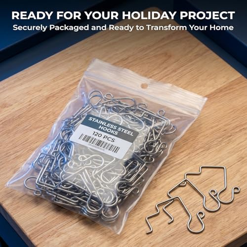 60 Pcs Stainless Steel Gutter Light Hooks for Christmas Lights - Outdoor Durable Clamp