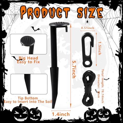 30 Sets Inflatable Stakes with Hooks and Ropes - 5.7 Inch Yard Tent Pegs