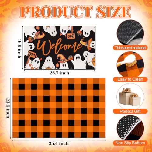 Halloween Ghost Welcome Door Mat - Outdoor Rug for Front Porch - Variation: Ghost