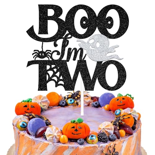 Halloween Baby's 2nd Birthday Cake Topper Boo I'm Two Spooky Ghost Bat Decor
