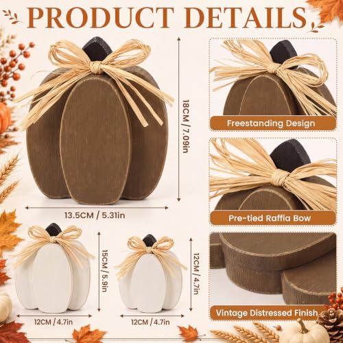 Fall Pumpkin Wooden Signs Set - Rustic Farmhouse Autumn Decor - Novel Color