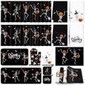Halloween Kitchen Decor Set - Cheerful Skeleton Pumpkin, Dancing Skeleton Variation